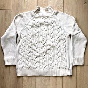 Talbots Cable Knit Turtleneck Sweater in Cream White Size 2X